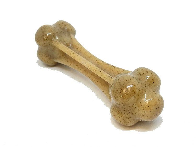 Knuckle Bone Ultra Durable Nylon Dog Chew Toy for aggressive chewers, brown nylon bone shape, made in USA