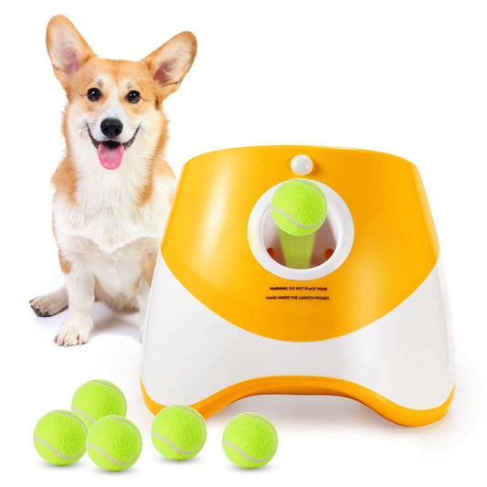 Durable electric interactive thrower automatic dog ball launcher with tennis ball