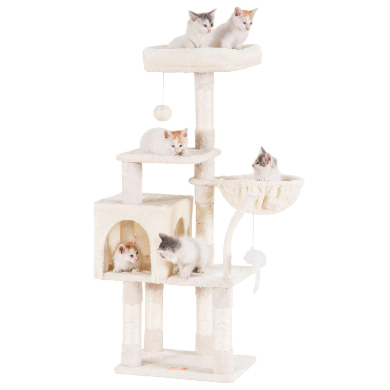 Heybly Small Cat Tree with Hammock - Compact Cat Tower & Furniture for Indoor Cats