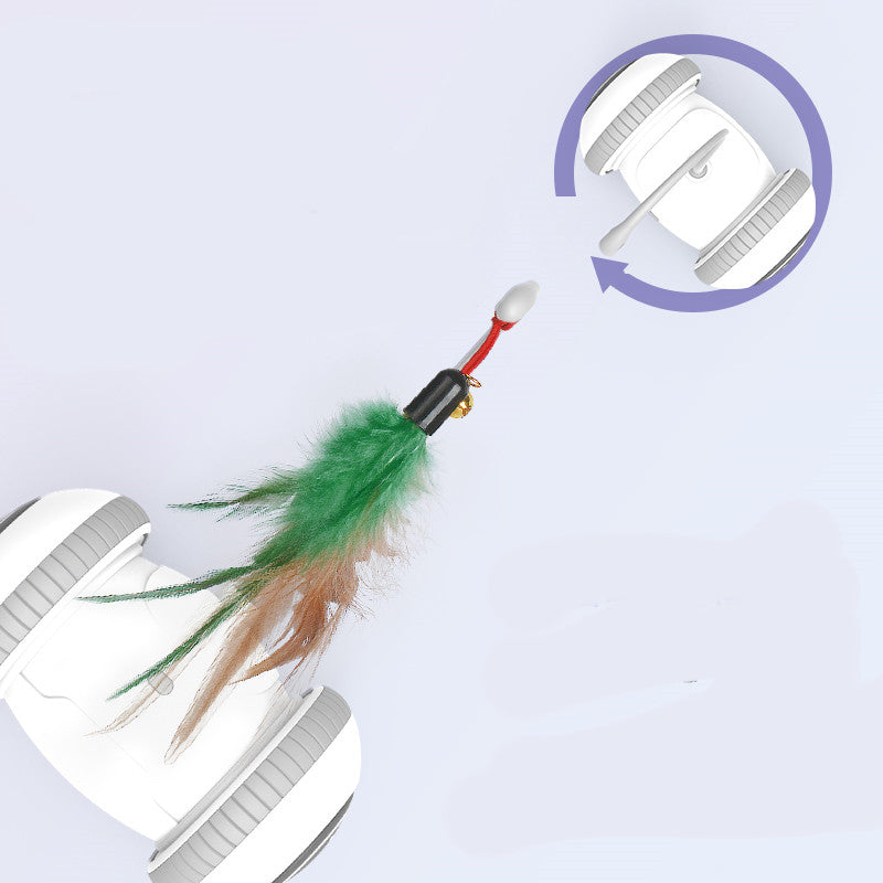 Interactive Cat Toy With Interchangeable Heads Pet Feather Toys
