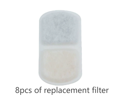 8-piece replacement filter for stainless steel pet water dispenser with large capacity and round viewing window
