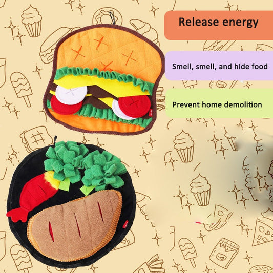 Dog sniffing mat made of polar fleece pet toy with hidden food compartments