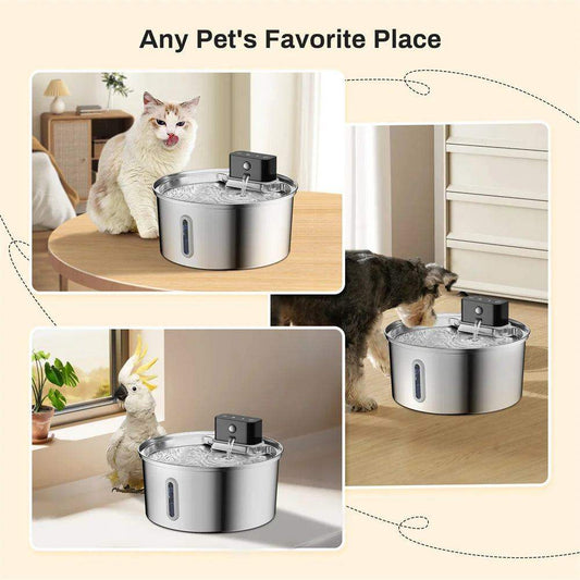 Pet intelligent water dispenser with wireless sensor and 304 stainless steel for cats and dogs