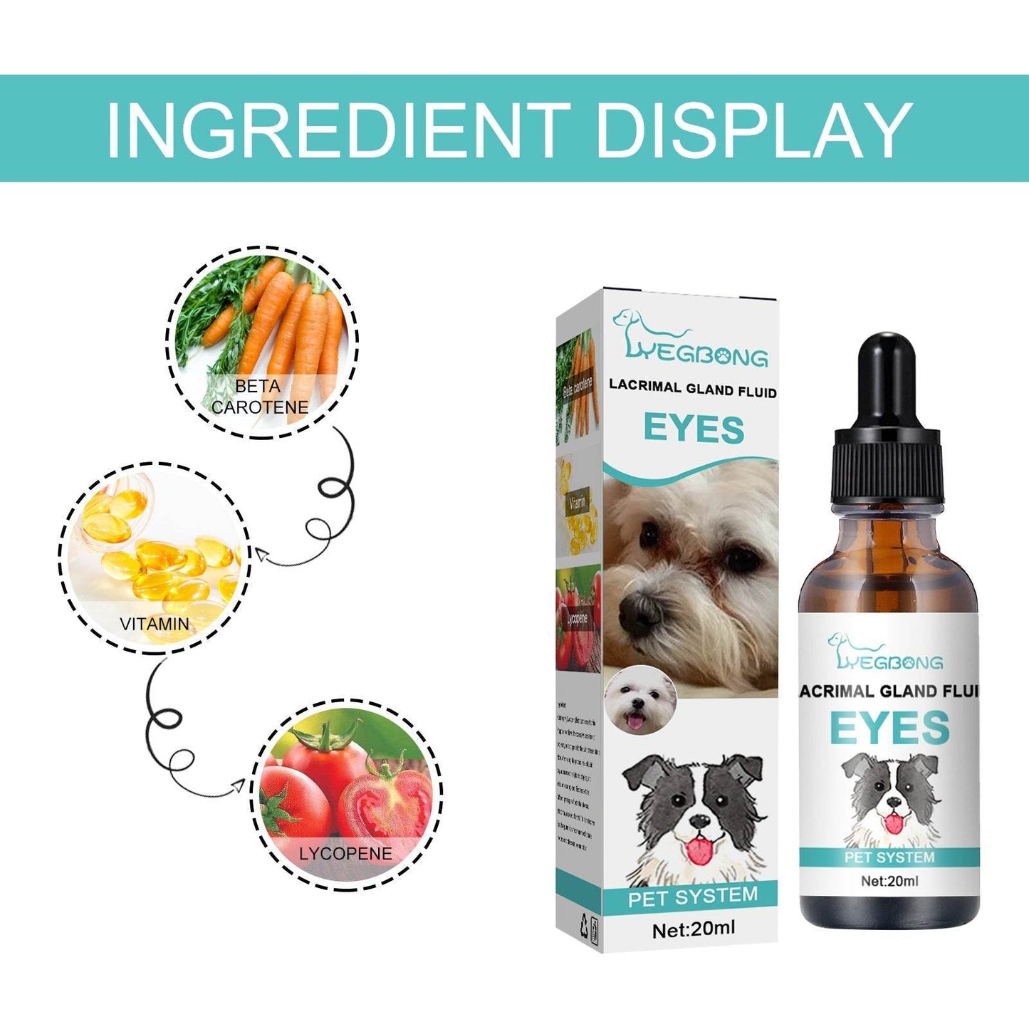 Tear duct serum bottle for dogs and cats eye care to remove tear stains and eye discharge