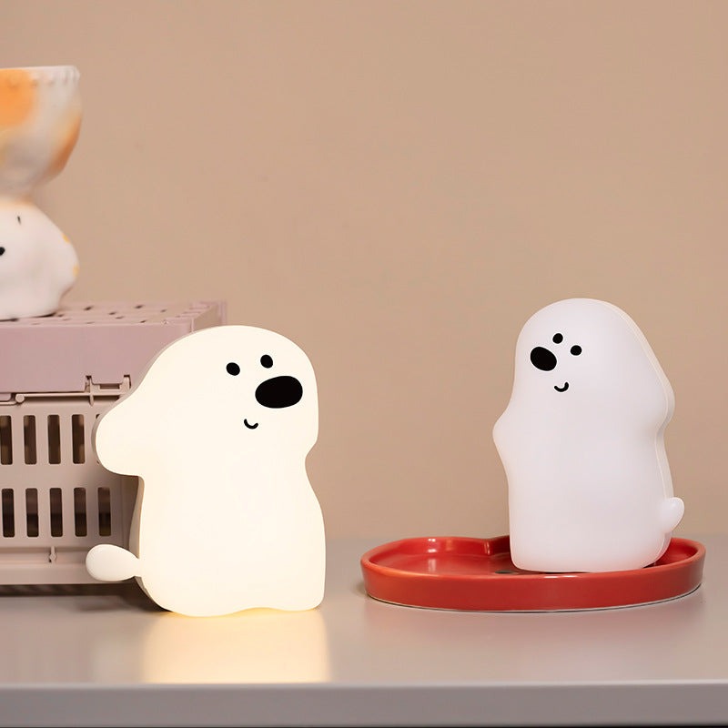 Modern minimalist sticky dog night light emitting warm glow with toggle switch