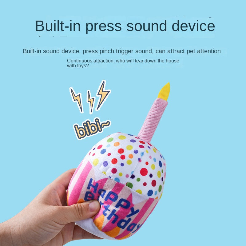 Pet Toy Birthday Cake Celebration Play Doll for Dogs with Sound and Chew Function Small Cake