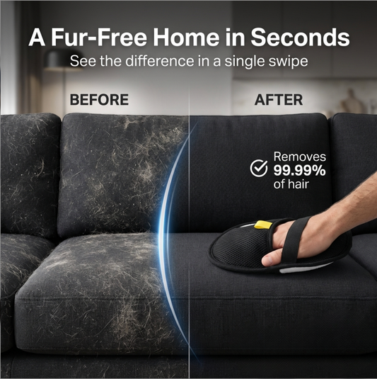 Lazy Lola™ Pet Fur Removal Glove removing pet hair from couch and clothing