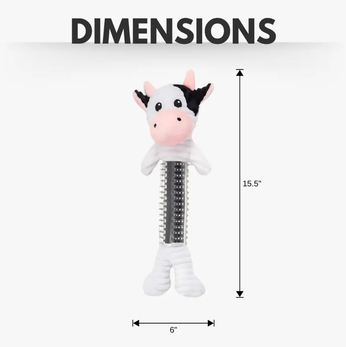 Country Living Thermoplastic Rubber black and white cow plush dog toy with squeaker and crinkle paper