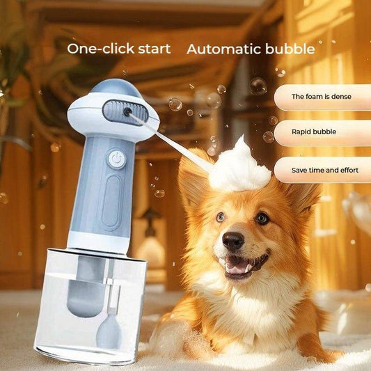 Blue automatic pet cleaning bathing foaming machine for cat and dog bubble bath