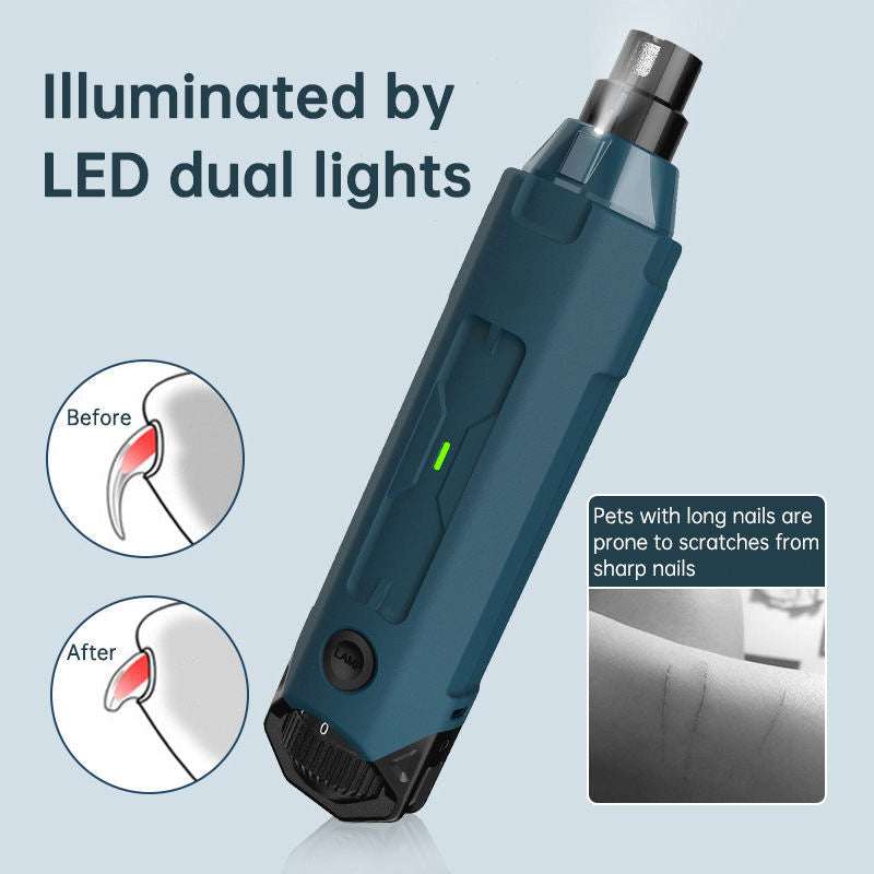 Electric nail clippers for dogs and cats with ABS and stainless steel, orange and gray colors, battery included