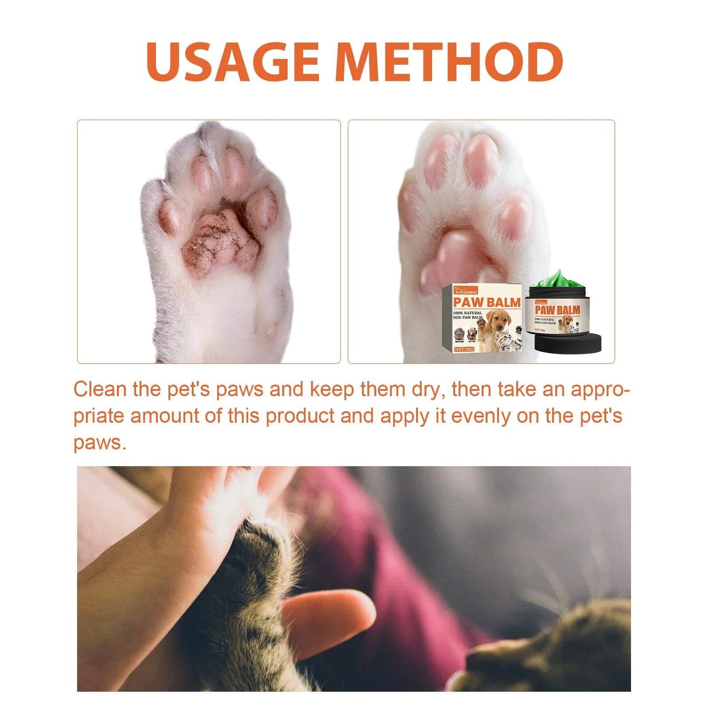 Pet paw care cream tube with moisturizing and anti-dry crack properties for cat and dog foot care