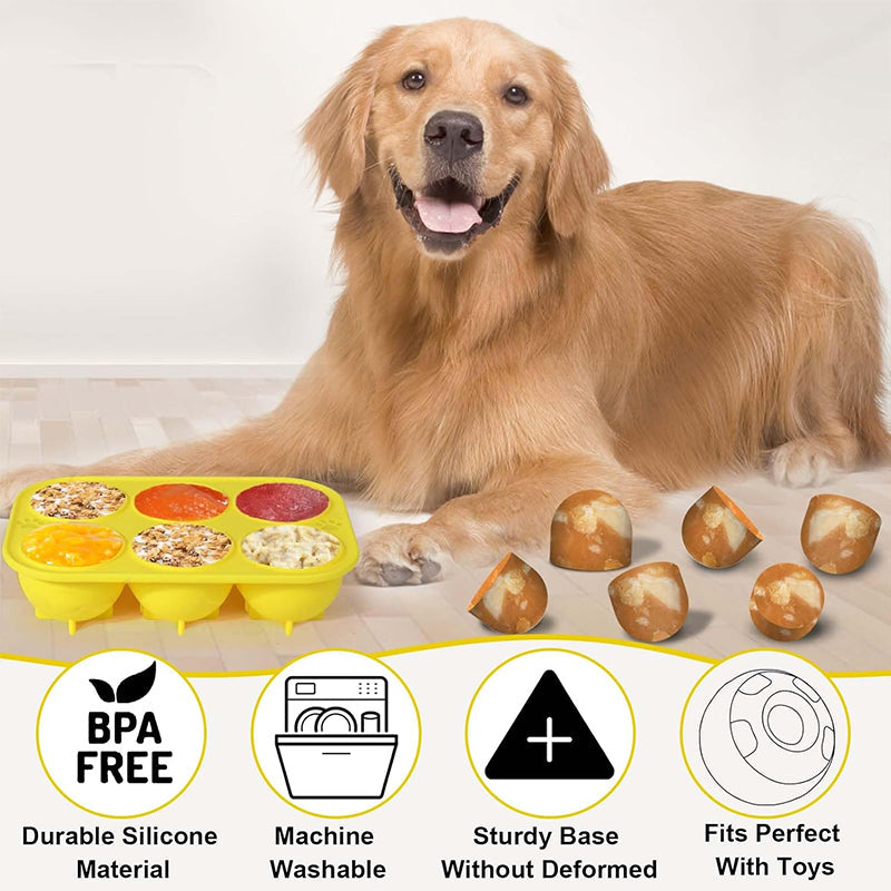 6 - cavity dog treat molds , compatible with Woof & Power Chewer Pupsicle, silicone for frozen treats, reusable for Pupsicle toy
