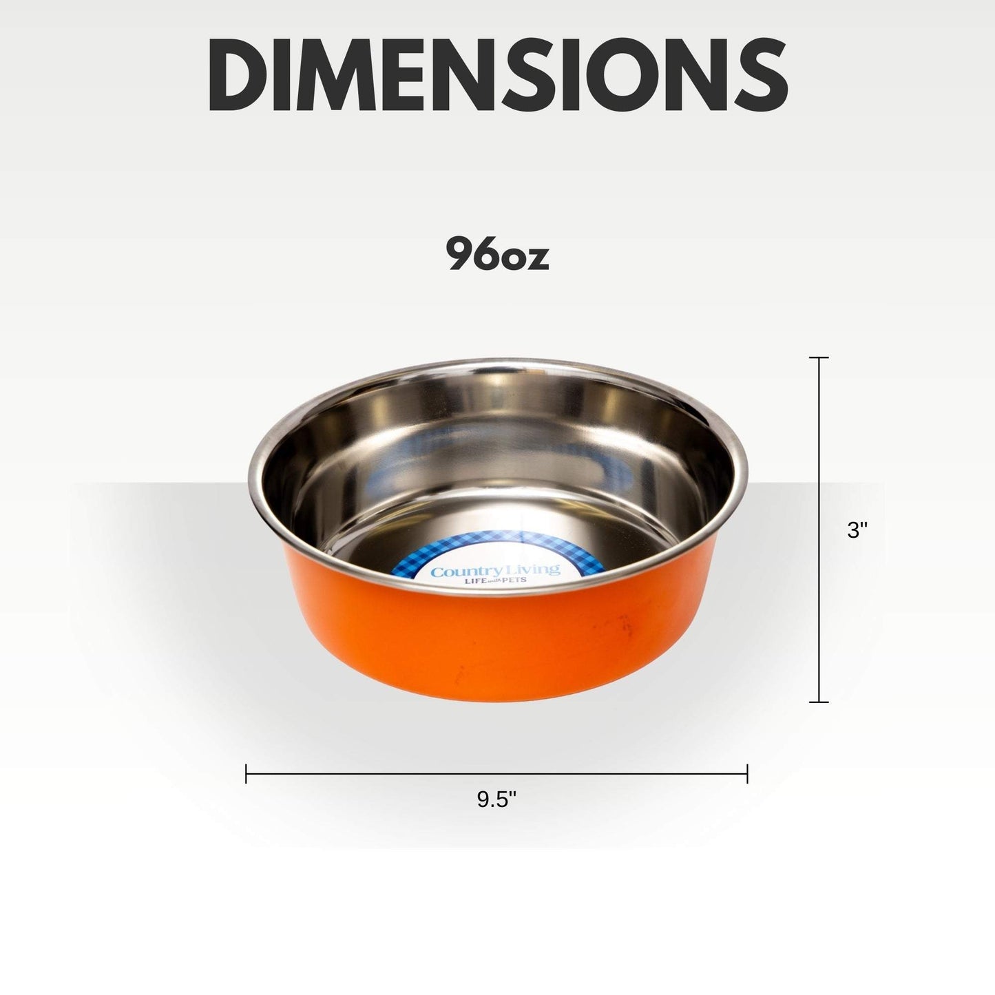 Country Living Set of 2 Heavy Gauge Stainless Steel Dog Bowls –Durable