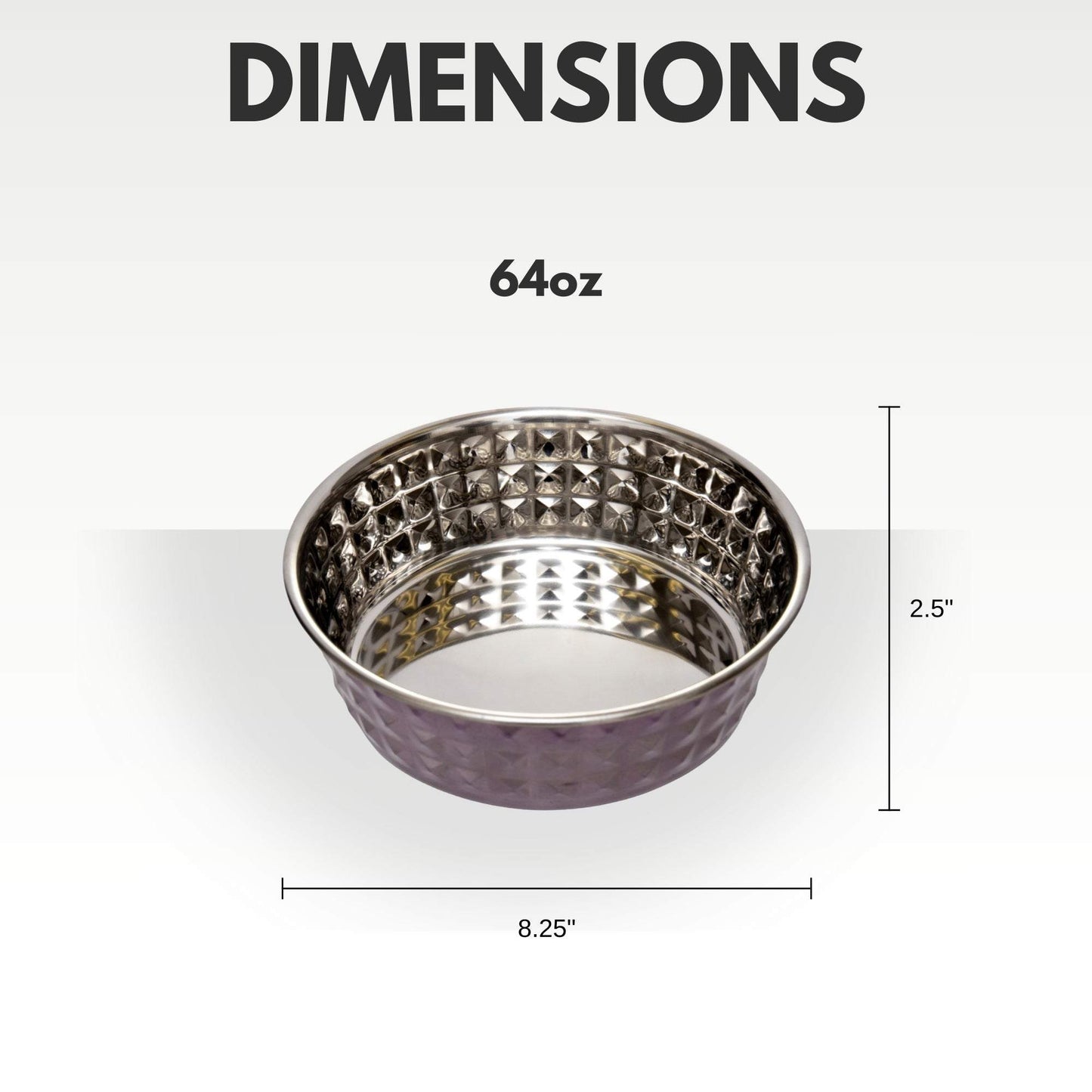 Country Living Set of 2 hammered stainless steel dog bowls in lavender with non-skid base and glossy finish