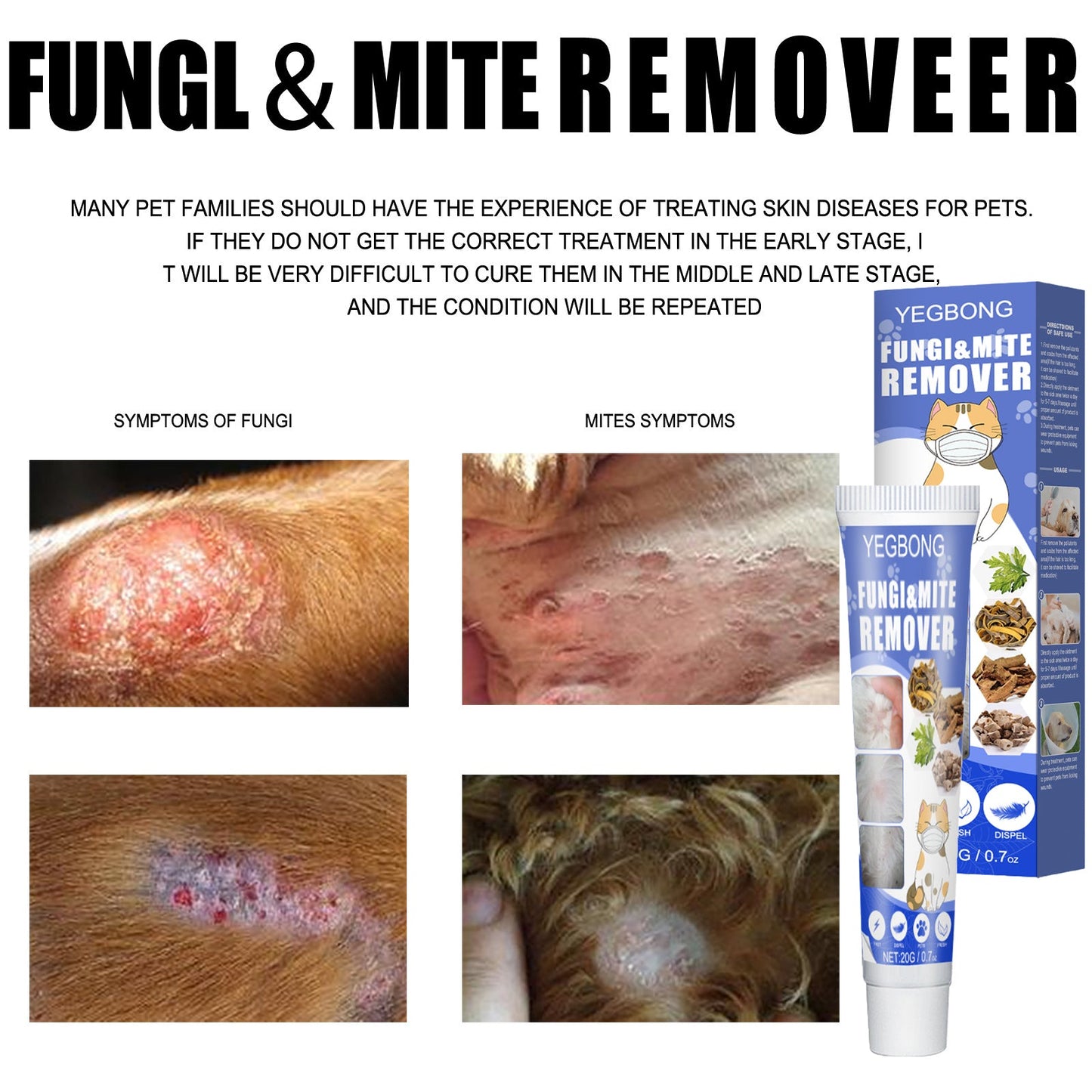 Pet Mite Relief Cream For Pet Dogs And Cats Skin Itching And Mite Removal Topical Care Cream