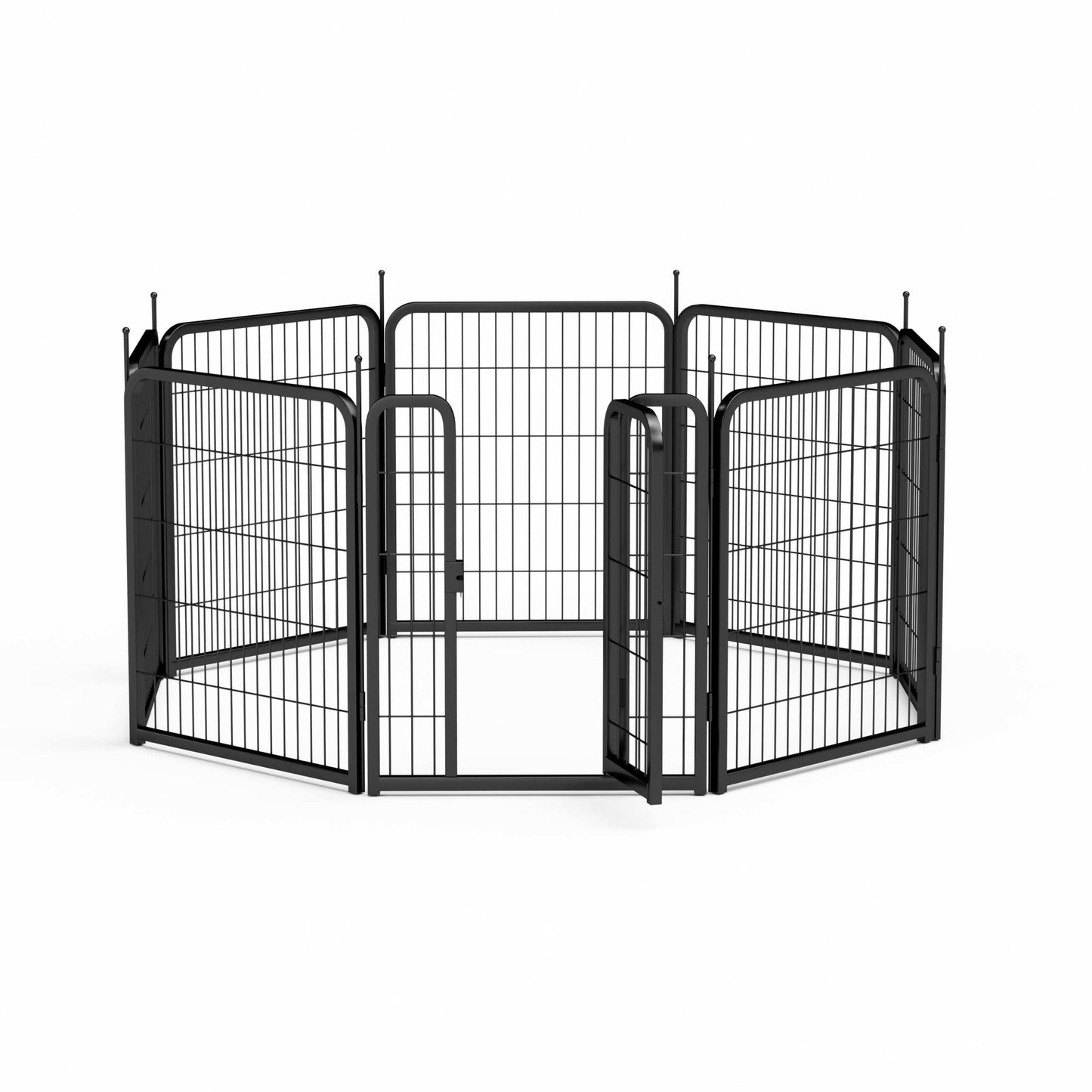 Black portable 8-piece outdoor dog fence 31 inch high for small pets