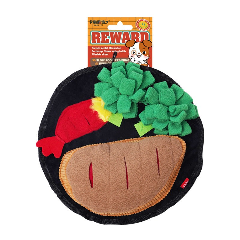 Dog sniffing mat pet toy with hidden food pockets made of polar fleece