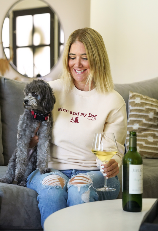 Crew Neck Fleece Wine & My Dog - Cozy and Stylish Sweatshirt for Women