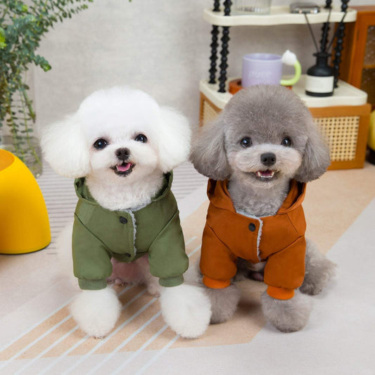 Dark brown and green casual polyester pet clothes sweaters for dogs and cats, available in sizes S to XXL
