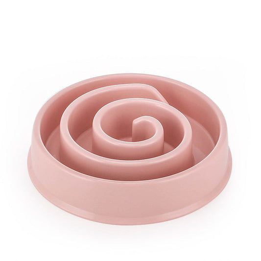Slow feeding bowl for dogs and cats with anti-slip base and plastic material pet feeder