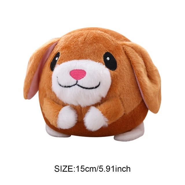 Electronic pet dog toy plush bouncing ball with music vibration and squeaker for interactive chewing and play