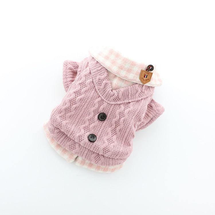 Woolen plaid acrylic winter dog clothes in various sizes for pets