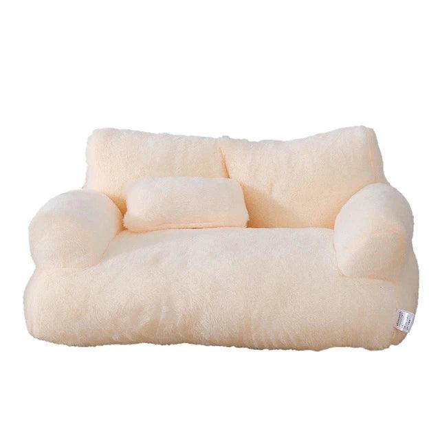 Luxury plush cat bed sofa with pillow for small and medium pets