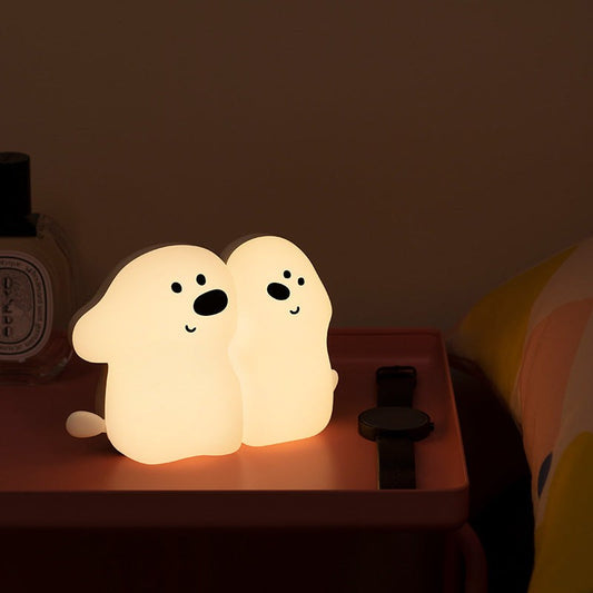 Modern minimalist warm light dog night light with toggle switch and USB charging