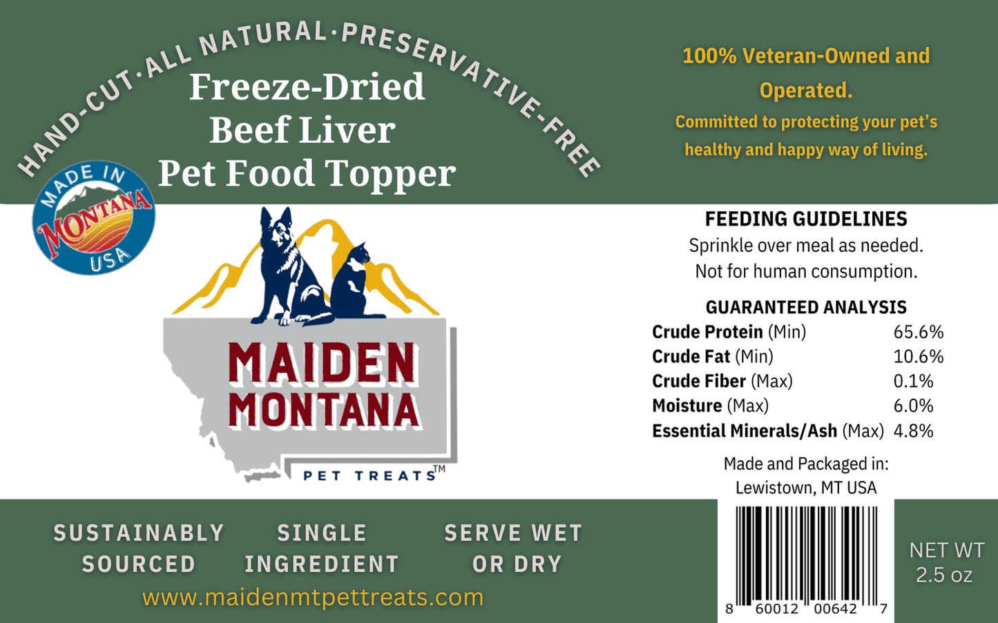 Freeze-Dried Beef Liver Pet Food Topper | 2.5 oz