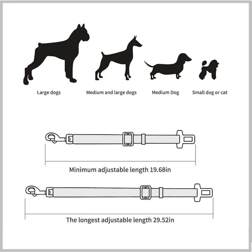 Pet Car Seat Belt Harness – Adjustable Safety Clip for Dogs & Cats