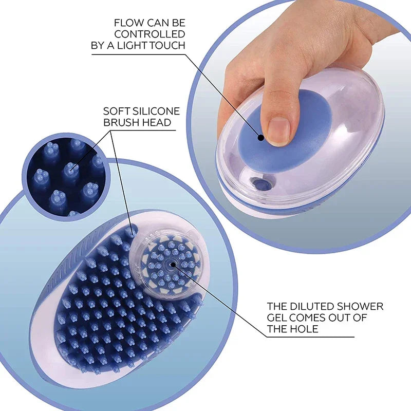 2-in-1 Pet Bath Brush – Soft Silicone Dog Cat Grooming & Massage Comb