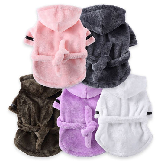 Luxury soft hooded bathrobe for small and medium dogs in multiple colors