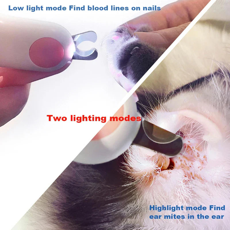 LED Pet Nail Clipper Claw Grooming Scissors for Cats Small Dogs