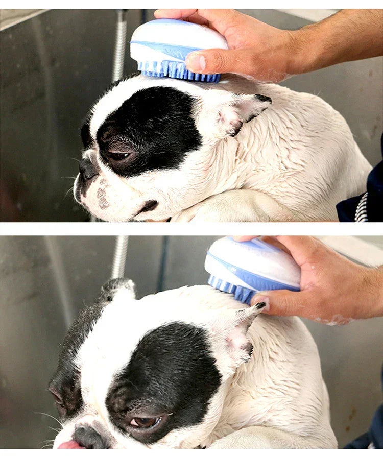 2-in-1 Pet Bath Brush – Soft Silicone Dog Cat Grooming & Massage Comb