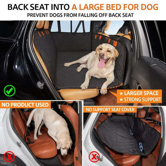 Dog Seat Extender installed in car backseat providing safe, spacious resting area for dog