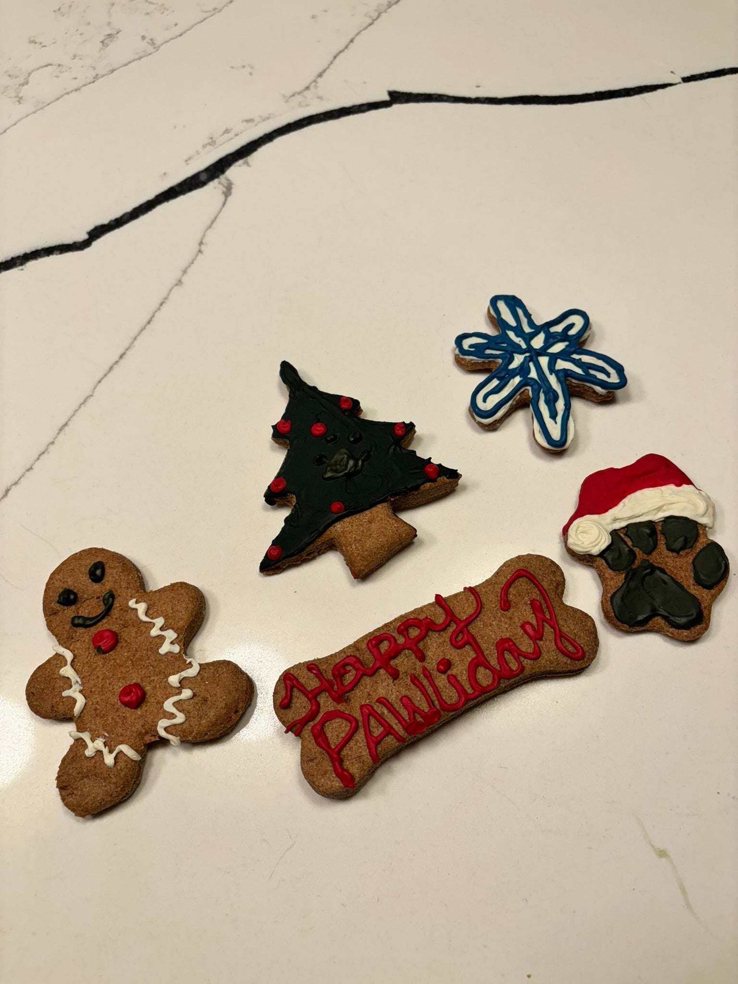 Christmas Dog Peanut Butter Cookies in festive shapes for holiday gifting with organic ingredients