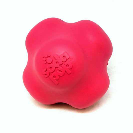 Crazy Bounce Ultra Durable Rubber Chew toy for dogs, red, flower-shaped, durable natural rubber, designed for erratic bounce and power chewers