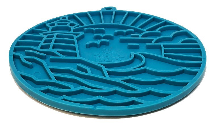 Blue Lighthouse eMat dog lick mat with suction cups for calming enrichment and slow feeding