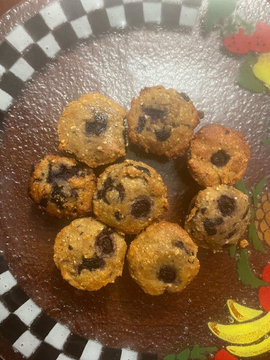Blueberry muffins dog treats with organic ingredients on decorative plate