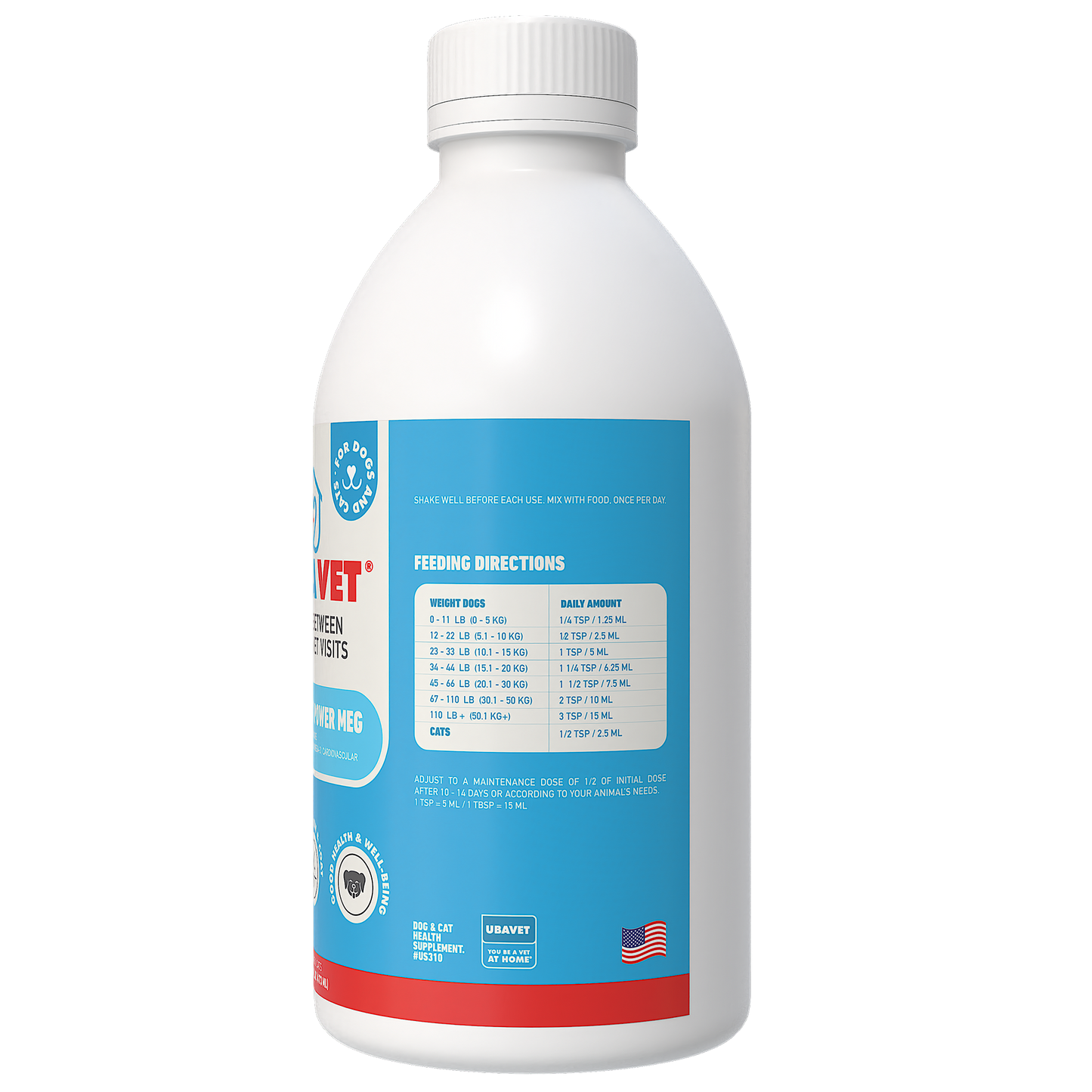 UBAVET Joint Power MEG Maximum Joint Support Liquid bottle for dogs and cats promoting joint health and mobility