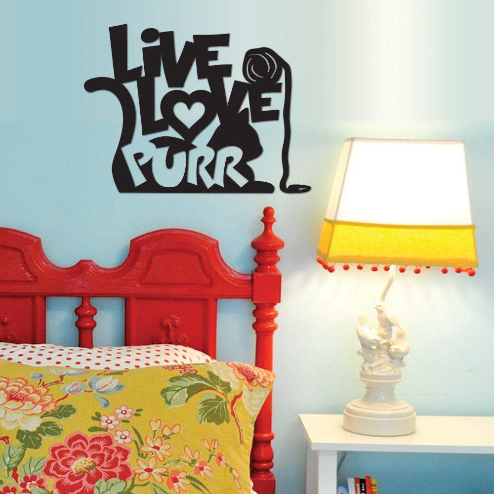 Metal Wall Art - Live, Love, Purr Cat Decor for Indoor & Outdoor Use