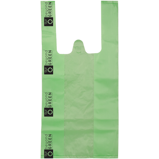 Green cat litter pick-up bag with handles, pack of 50, leak-resistant and unscented for easy waste disposal