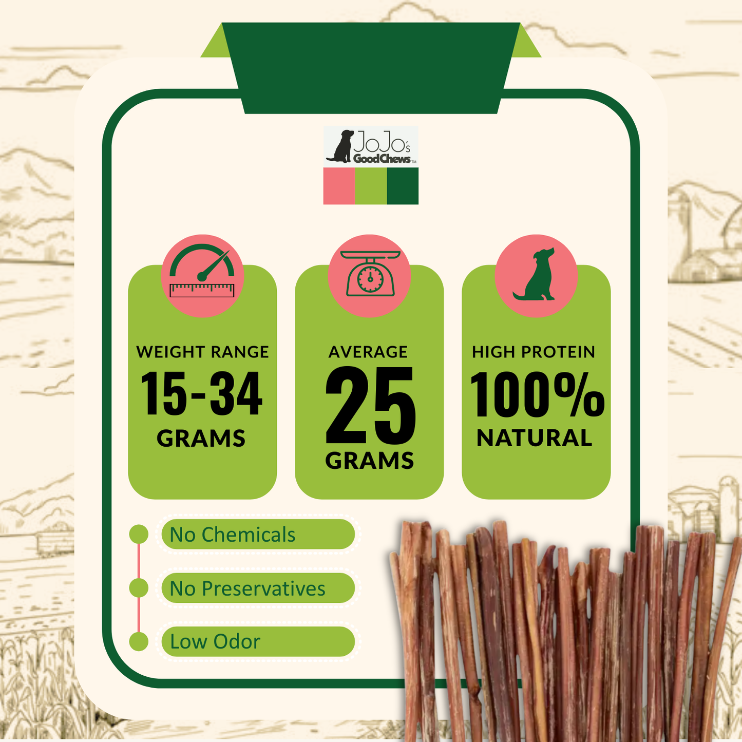All-Natural Beef Bully Sticks dog treats 12-inch thin high protein odor-free natural chew