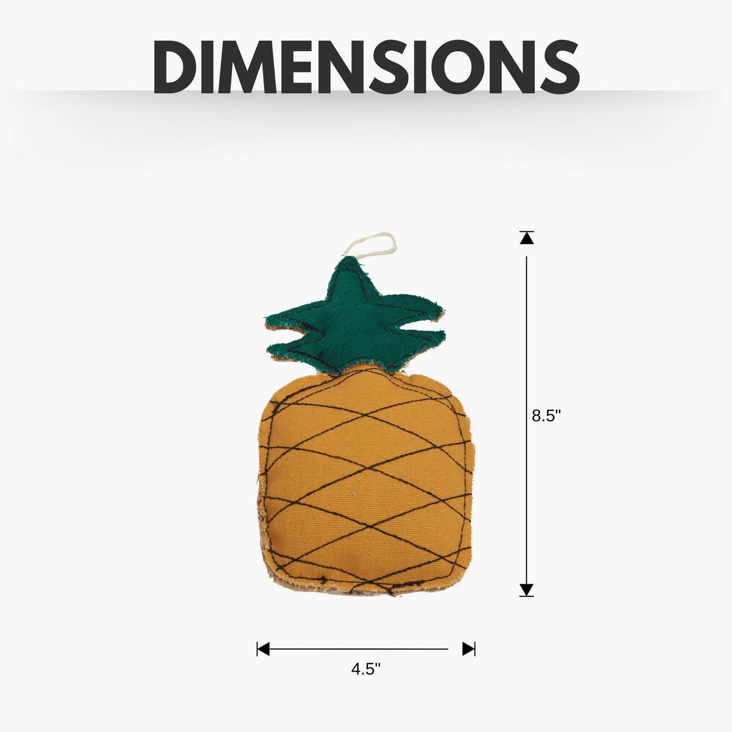 Country Living Canvas & Jute pineapple-shaped dog chew toy made from durable, non-toxic materials for safe, long-lasting play