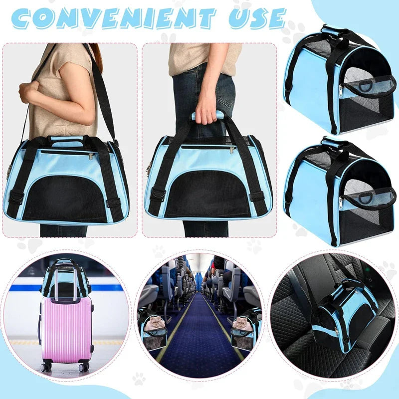 Portable Cat & Dog Carrier Bag - Foldable Breathable Travel Handbag