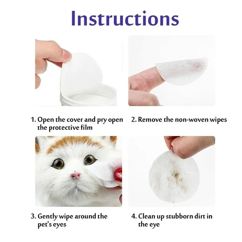 130 Pcs Dog & Cat Eye Wipes Tear Stain Remover