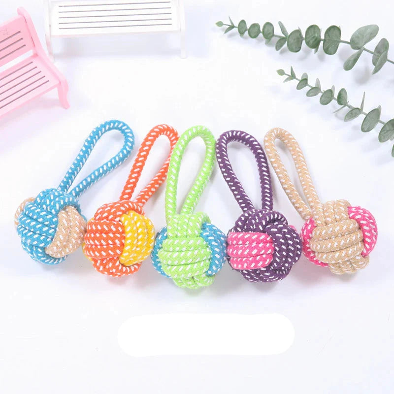 Interactive Cotton Rope Dog Toy - Mini Ball for Chewing & Cleaning