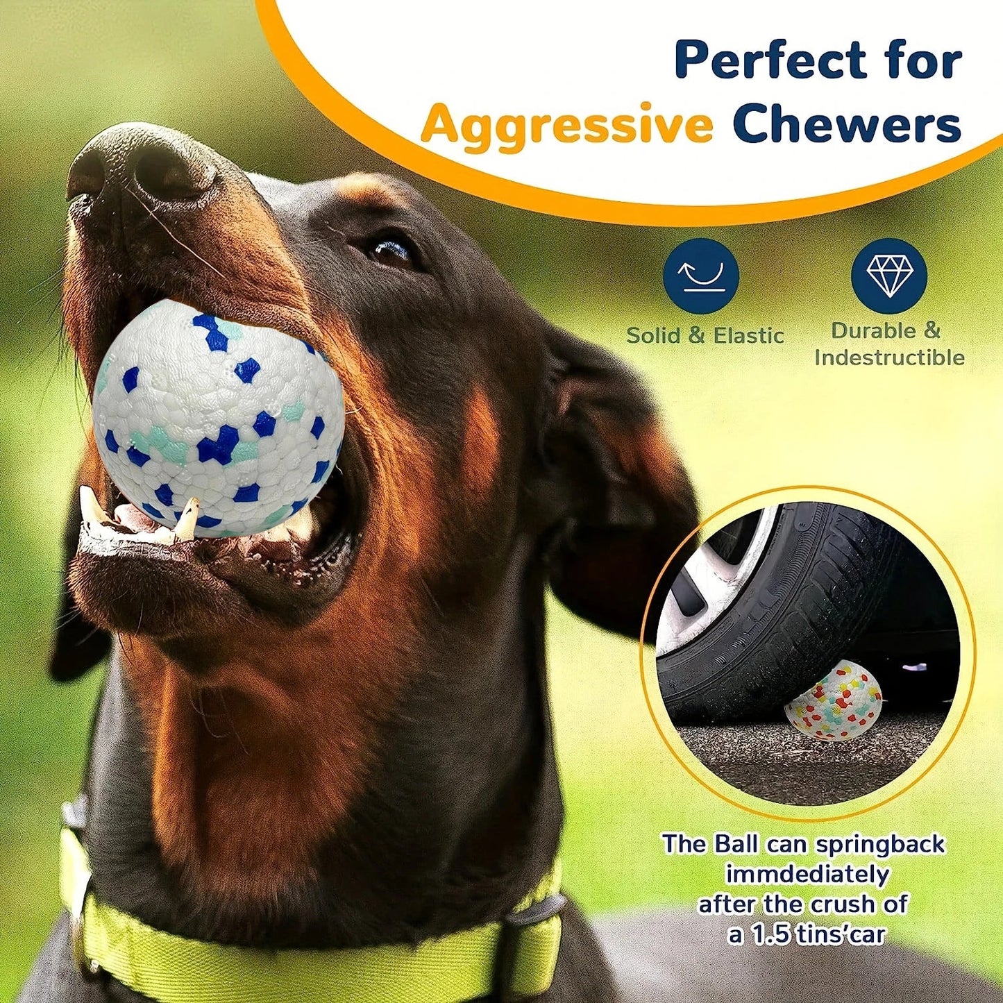 Durable Chew Ball Dog Toy - Interactive Teeth Cleaning Ball