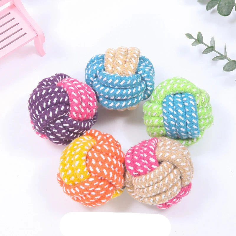 Interactive Cotton Rope Dog Toy - Mini Ball for Chewing & Cleaning