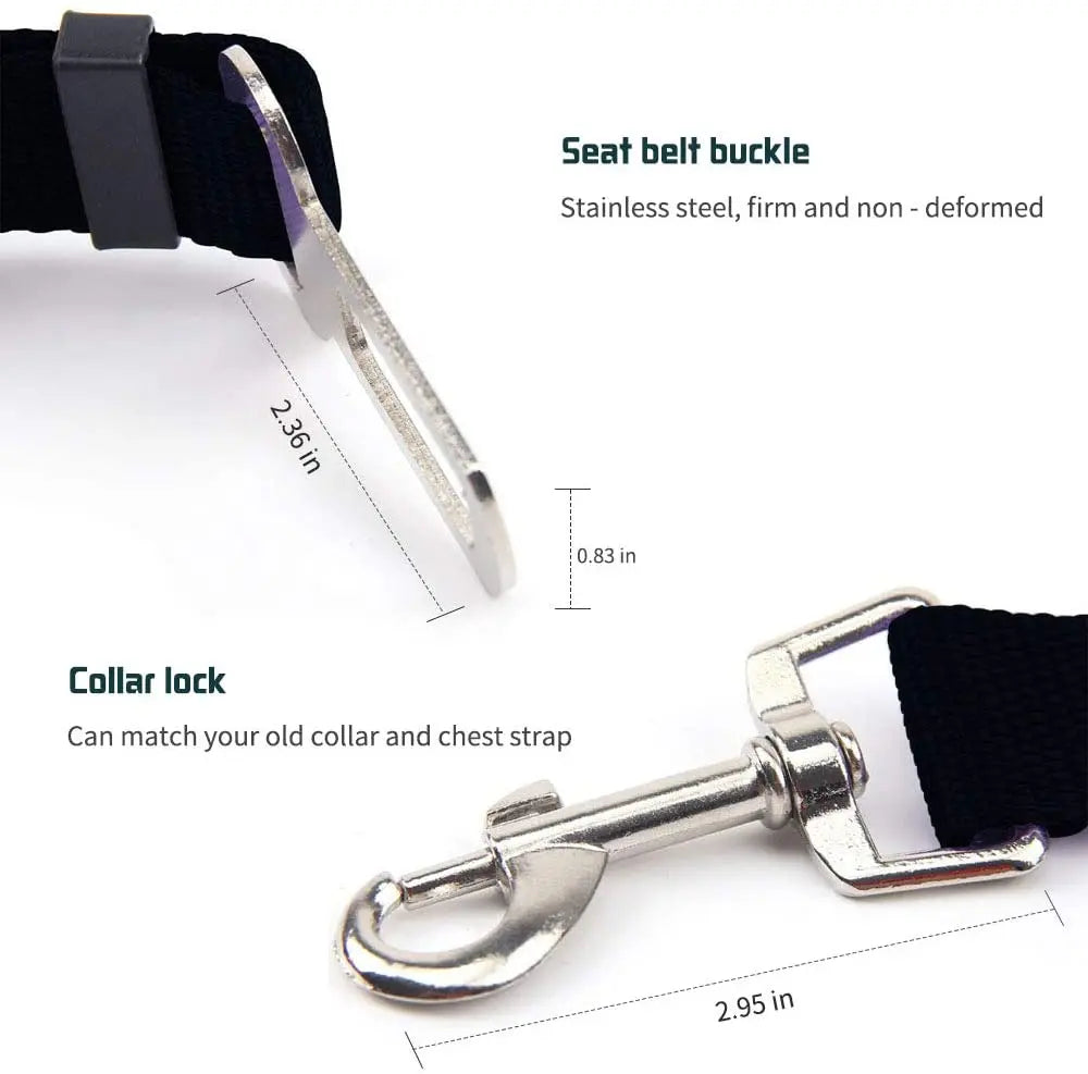 Pet Car Seat Belt Harness – Adjustable Safety Clip for Dogs & Cats